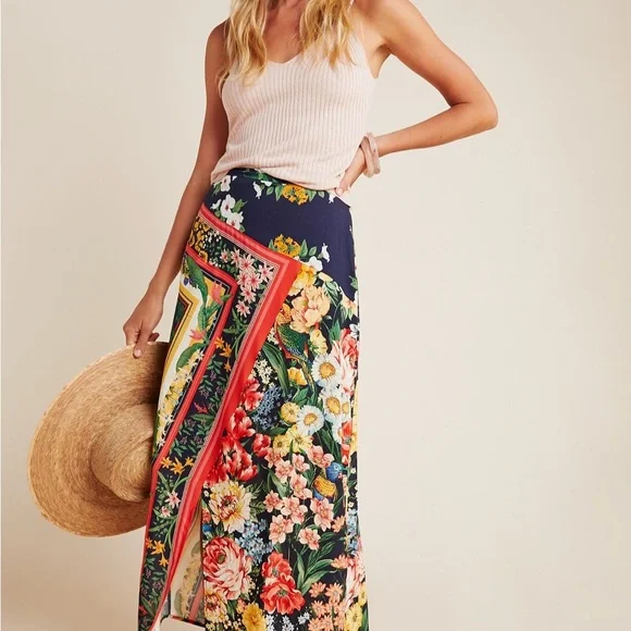 Farm Rio for Anthropologie Fiji Floral Midi maxi Skirt - Multicolor - Picture 1 of 8